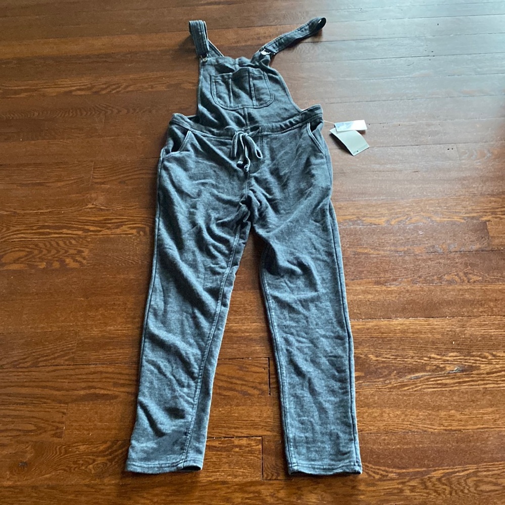 Wallflower Steel Heather Gray Knit Overalls Adjustable Strap Jumpsuit SIZE XS